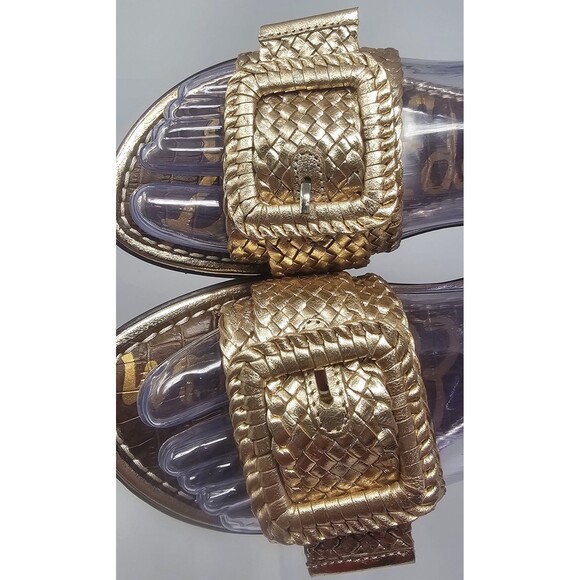 Sam Edelman Gabriela Gold Slip On Leather Slides Sandals 8.5 - Picture 2 of 13